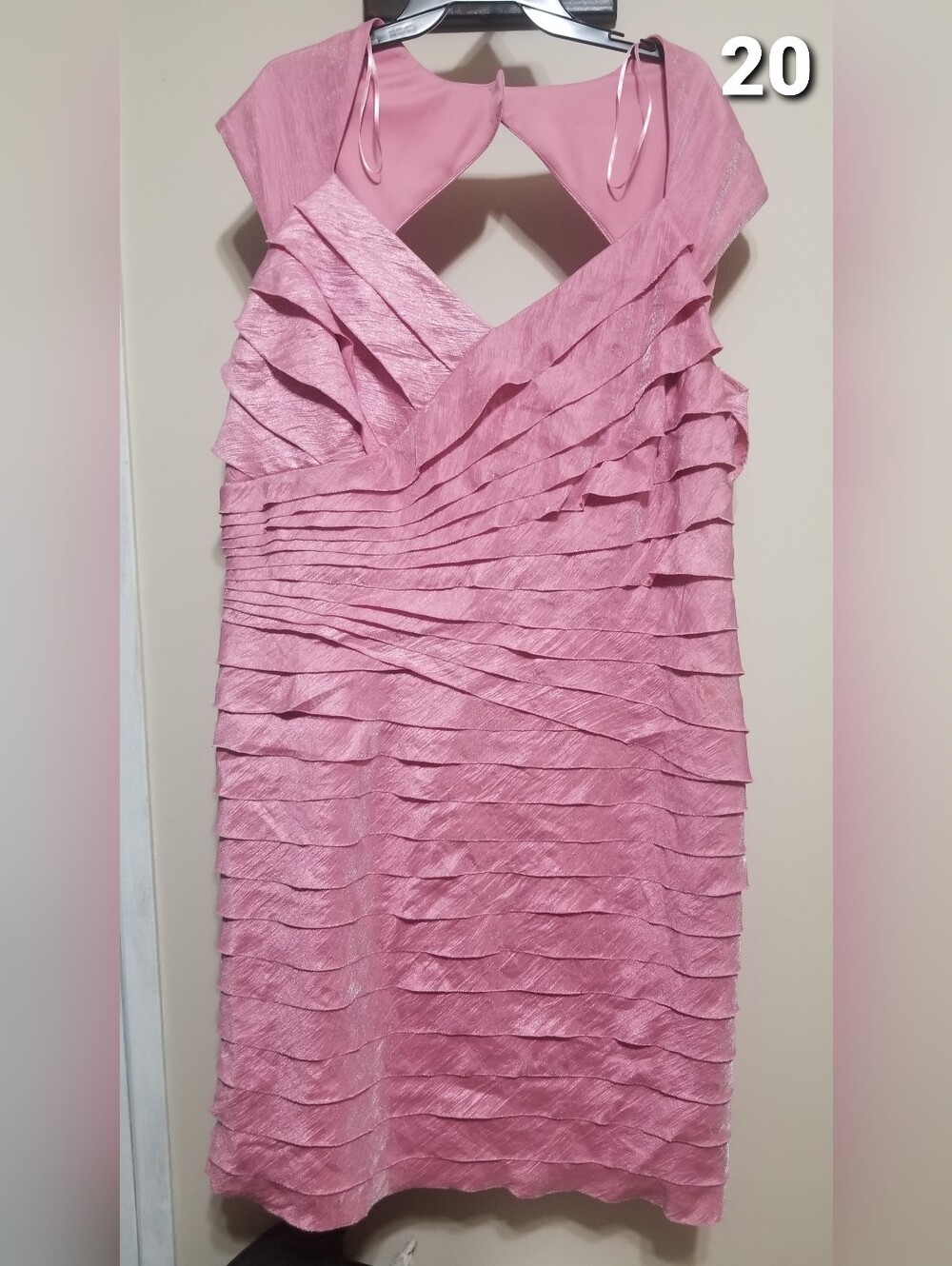 London Times Dress, Ruffled, Pink, Plus 20W, Formal, Wedding Elegant